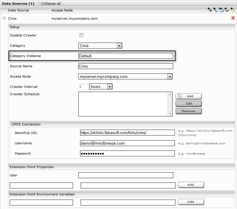 Data Sources - Category Instance